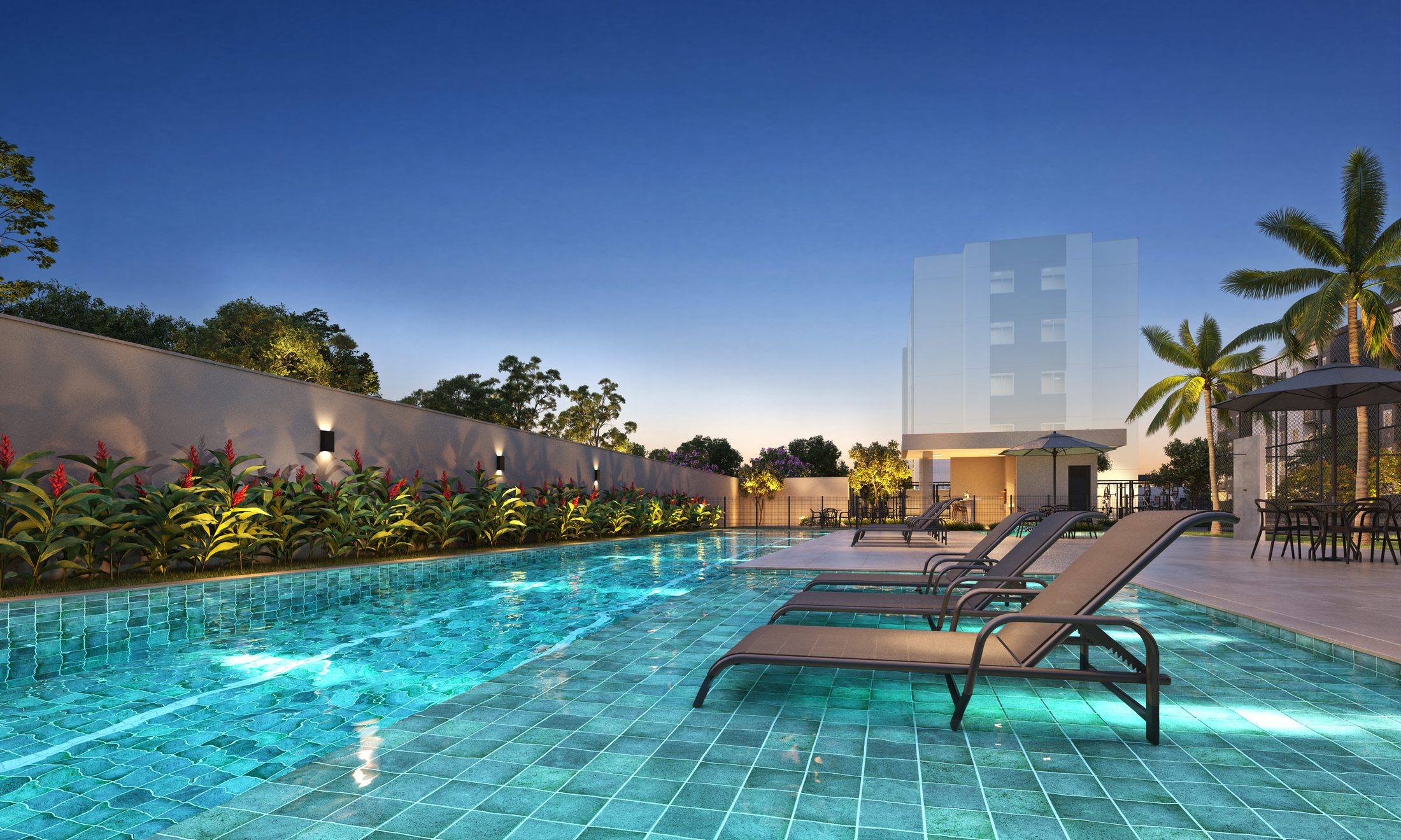 Piscina à noite