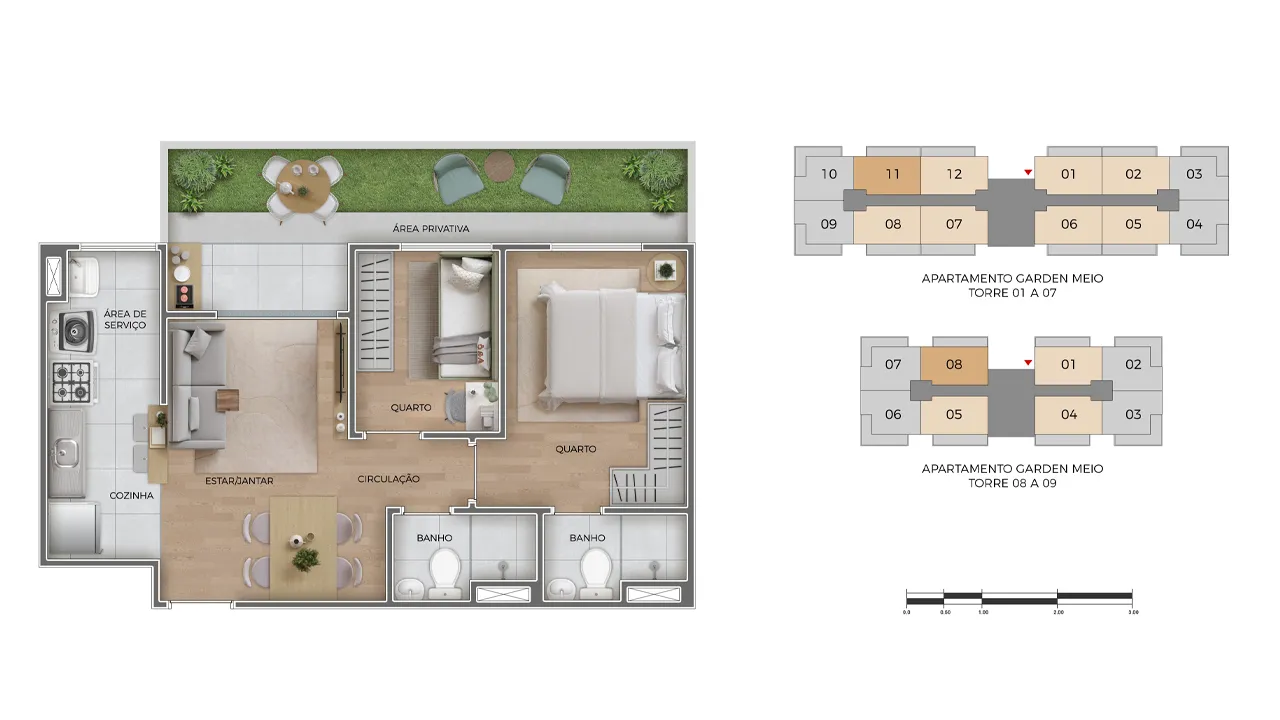 Planta garden com suíte